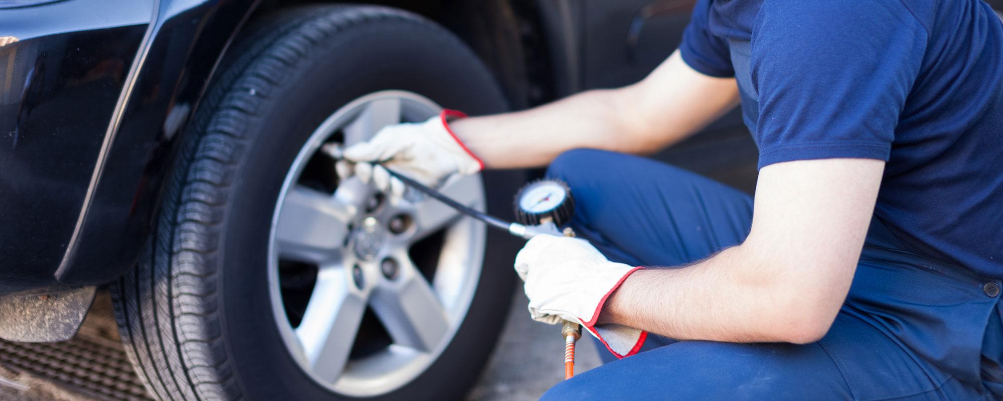 checking tire pressure